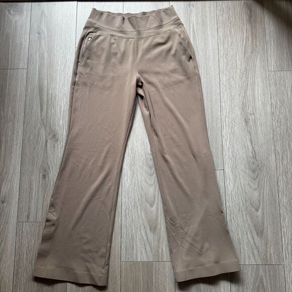 Athleta Pants Womens M Beige Venice Flare Leg Slit Hem High Rise Office Commute - Picture 2 of 14